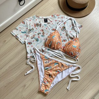 👙 purefloral brand👙 custom bikini with mesh top เซ็ทบิกินี่และเสื้อตาข่าย ลายใหม่ล่าสุด