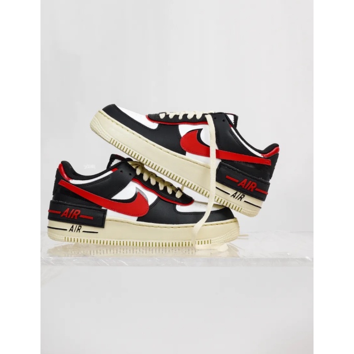 ❐▨Nike Air Force 1 Low Shadow  Black and red ของแท้100%รองเท้าผ้าใบ