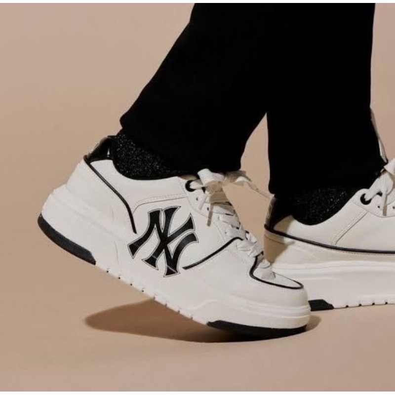 ❈แท้ 100% พร้อมส่ง รองเท้า MLB Chunky Liner NY สีขาวดำ / แท้100% จากช้อปเกาหลีรองเท้าผ้าใบผู้ชาย