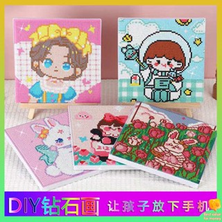 ระบายสีตามตัวเลข สมุดระบายสี เพชรเต็มรูปแบบสติกเกอร์เต็ม DIY ภาพวาดเพชรการ์ตูนอะนิเมะเด็กทำด้วยมือวัสดุที่มีกรอบสำหรับเด็กผู้ชายและเด็กผู้หญิงวางของเล่น