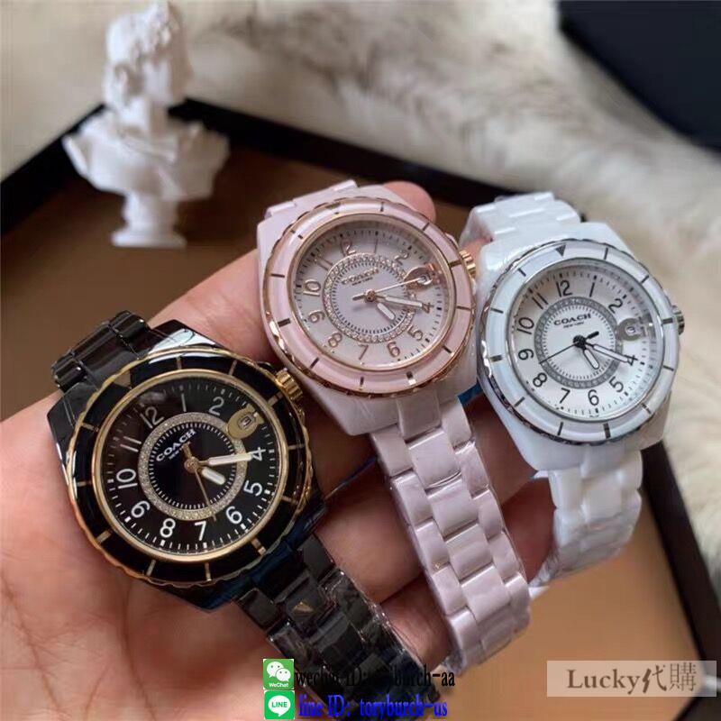 Coach woman's ceramic quartz watch casual business chrono analog shipping ready stocks