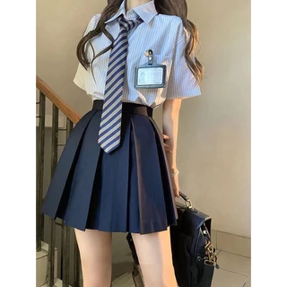 พร้อมส่ง⚡ชุดนักเรียนหญิง ชุด 3 ชิ้น เสื้อเชิ้ต + ผูกโบว์ + กระโปรง ชุดกะลาสี ชุดนักเรียนเกาหลี