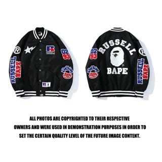 BAPEเสื้อเบสบอลปักลายหัวลิงแบรนด์ยอดนิยมเสื้อแจ็คเก็ตปักลายนักบินชายและหญิงเสื้อแจ็คเก็ตทรงหลวมแมทช์ลุคง่าย 86SW