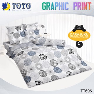 TOTO (ชุดประหยัด) ชุดผ้าปูที่นอน+ผ้านวม ลายกราฟฟิก Graphic TT695 สีขาว #โตโต้ ชุดเครื่องนอน ผ้าปู ผ้าปูที่นอน กราฟิก