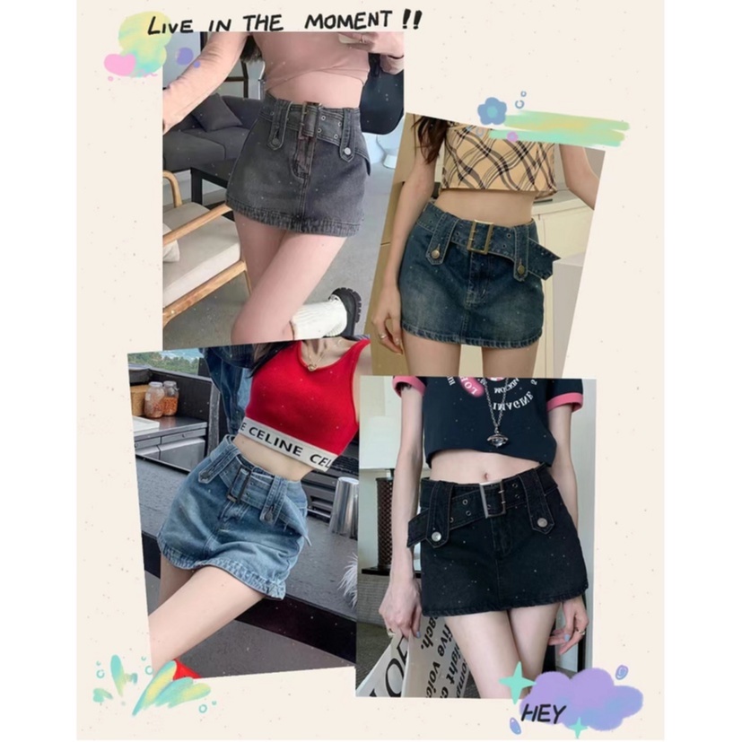 สินค้าพร้อมส่ง 🥝 กระโปรงเดนิม 🥝 กระโปรงแฟชั่นผู้หญิงแบบสาวเกาหลี มีซับใน ผ้านิ่มมากกกกกกกก
