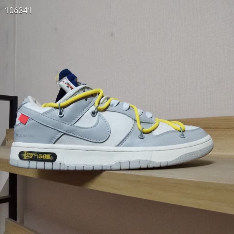 ☃NIKE DUNK LOW X OFF WHITE GREY WHITE พรีเมียม