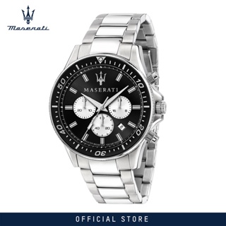 [2 Years Warranty] Maserati Sfida 44mm Silver Metal Band Mens Quartz Chronograph Watches R8873640004