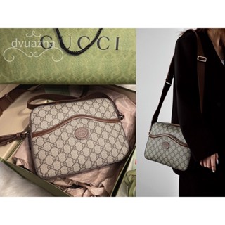 แบรนด์ใหม่ 100% ของแท้ GUCCI GG Retro บุรุษไปรษณีย์กระเป๋าสะพายไหล่เดี่ยว