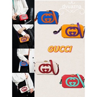 แบรนด์ใหม่ 100% ของแท้ GUCCI GG โลหะ Carabiner กล่องกระเป๋าสะพายไหล่เดียว