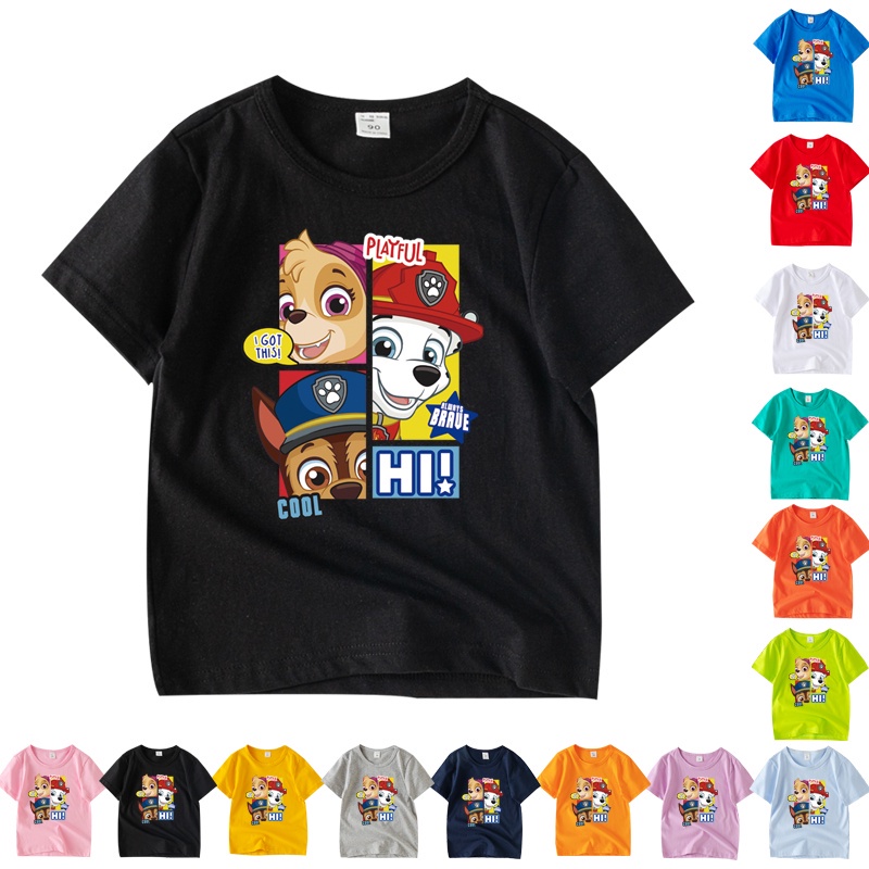 เสื้อผ้าเด็กพร้อมส่ง! เสื้อยืดเด็กผู้ชายลายการ์ตูน Paw Patrol แขนสั้น คอกลม ผ้าฝ้าย 8 สี AA001