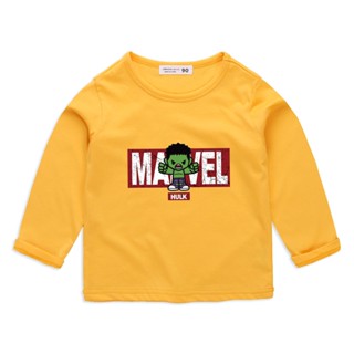 **พร้อมส่ง** เสื้อแขนยาวเด็ก 9 สีของ Hulk การ์ตูนเสื้อยืดผ้าฝ้าย 100% (ยินดีต้อนรับขายส่ง)