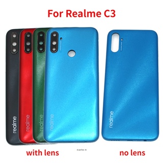 ฝาครอบแบตเตอรี่ด้านหลัง พร้อมเลนส์กล้อง และด้านข้าง แบบเปลี่ยน สําหรับ Realme C3 RMX2027