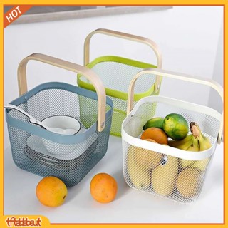 &lt;TF&gt; Wear-resistant Storage Container Wood Large Capacity Handle Storage Basket Large Capacity for Daily Life