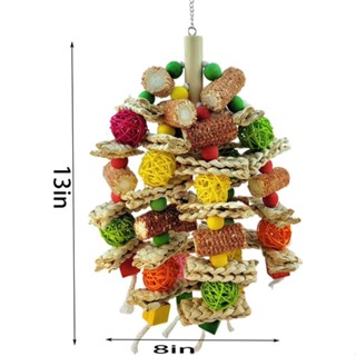 E-58 ของเล่นนกแก้ว ขนาดใหญ่ ทำจากไม้และแกลบข้าวโพด สำหรับแทะเล่น 33*20cm