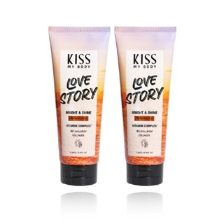 [โลชั่น แพ็คคู่] Kiss My Body Bright &amp; Shine SPF30 PA+++ โลชั่น น้ำหอม กันแดด 200g. กลิ่น เลิฟ สตอรี่ (Love Story)