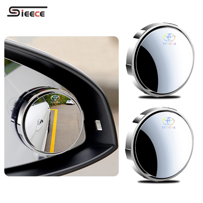 Sieece 2 ชิ้น กระจกมองมุมอับรถยนต์ กระจกมองมุม อุปกรณ์แต่งรถยนต์ สำหรับ Toyota Veloz Wish CHR Yaris Altis Sienta Fortuner Vios Corolla Prius Camry Alphard