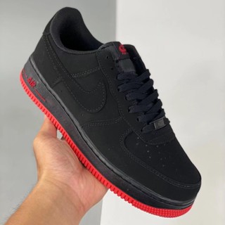 ☞Putian Pure Original AF1 พื้นรองเท้าชั้นนอกสีดำสีแดง Air Force One รองเท้าบอร์ดกีฬารองเท้าลำลองสำหรับนักเรียนชายและหญิง