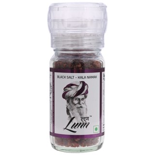 ลุนน์เกลือดำคาลานามาคชนิดเม็ดแบบมีฝาบด 100กรัม  /  Lunn Black Salt in Glass Jar with Grinder Cap 100g.