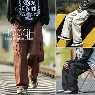 Houch พร้อมส่ง COD กางเกงขายาวลำลอง สไตล์เกาหลี กางเกงขายาวทรงกระบอกเอวสม็อค ยืดสีพื้นขายาวแฟชั่นวสีพื้นไซส์ใหญ่ เอวยืดได้ ผ้าดีใส่สบาย เข้ากับทุกการแต่งกาย แฟชั่นทันสมัย สําหรับผู้ชาย