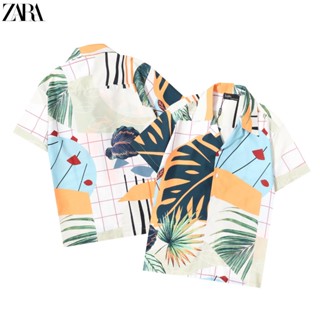 [พร้อมส่ง] Zara เสื้อเชิ้ตแขนสั้นลําลอง คอปกพับ พลัสไซซ์ สไตล์วินเทจ แฟชั่นฤดูร้อน สําหรับผู้ชาย และผู้หญิง 2023