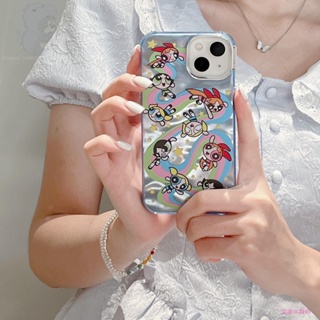 เคสโทรศัพท์มือถือชุบไฟฟ้า ลายการ์ตูน Powerpuff Girls สําหรับ Apple iPhone 14 13 12 11 14promax