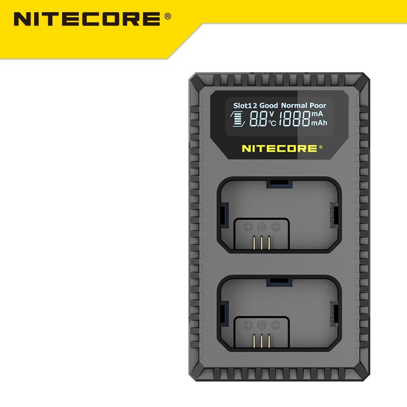 Nitecore USN1 Digital Dual Slot Travel Camera Charger สำหรับแบตเตอรี่ Sony NP-FW50,เข้ากันได้กับ A7r