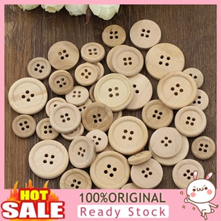 [B_398] 50 Pcs Mixed Wooden Natural Color Round Sewing Scrapbooking DIY