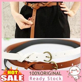 [B_398] Womens Vintage Simple Thin Belt Metal Buckle Skinny Faux Leather Belt