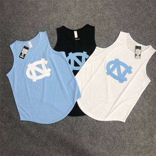 เสื้อกีฬาบาสเก็ตบอล ระบายอากาศ สัญลักษณ์ North Carolina University แขนกุด ทรงหลวม เสื้อยืดแห้งเร็ว