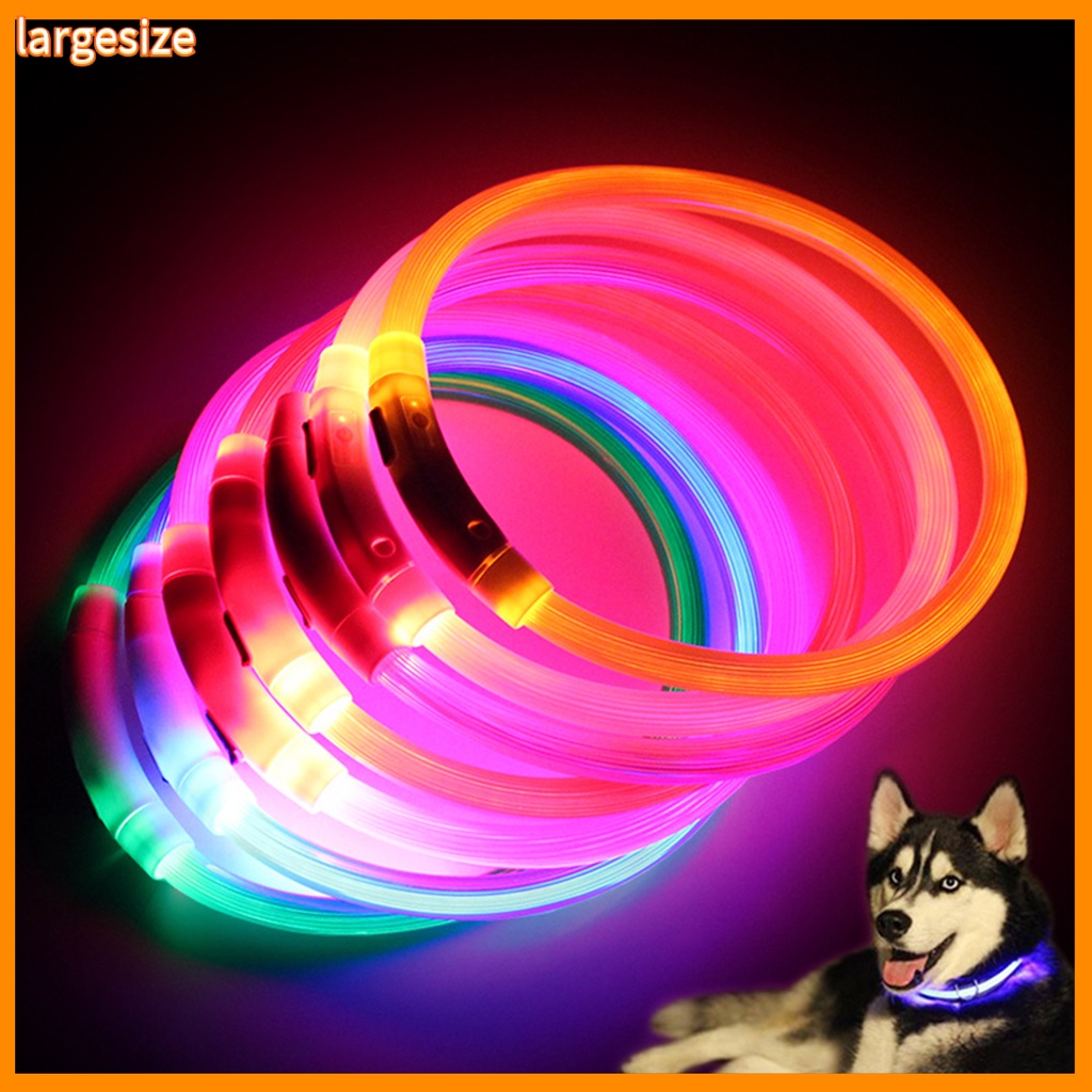 <LS> ปลอกคอไฟกระพริบ led แบบชาร์จ usb สําหรับสัตว์เลี้ยง