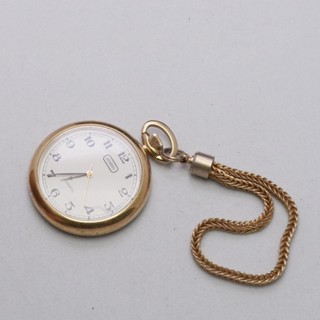 นาฬิกา Vintage มือสองญี่ปุ่น Pocket Watch นาฬิกาพกARAMISระบบQUARTZ พวงกุญแจ ทรงกลม กรอบทอง หน้าขาว หน้าปัด 36มม