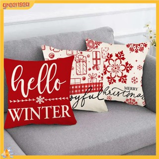 (greensea) ปลอกหมอน ลาย Hello Winter ล้างทําความสะอาดได้ สําหรับตกแต่งเทศกาลคริสต์มาส