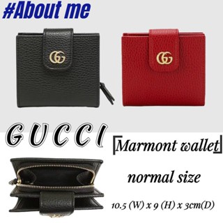 กุชชี่แท้ Gucci GG Marmont Marmont Gold Label Logo Leather Short Fold Wallet Ladies