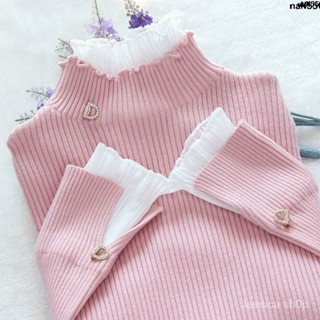 เสื้อกันหนาว คอเต่า แขนตุ๊กตา แต่งลูกไม้ แต่งระบาย แต่งระบาย แฟชั่นฤดูใบไม้ร่วง และฤดูหนาว สําหรับผู้หญิง 2022`