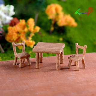 【AG】3Pcs/Set Resin Table Chairs Miniatures Doll Accessories Micro Decor