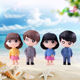 【AG】2Pcs/Set Boy Girl Cartoon Doll Miniature Ornaments Garden Decoration