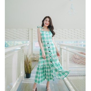 Chic No.9 : ชุดเดรส Dress - Green Scott Dress**ขายดี**👋ปัดซ้ายที่รูปเพื่อดูขนาดสินค้า