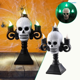 Calcium Ornaments Halloween Skeleton Ghost Festival Lights Spooky Skull Sign with Green LED Lights