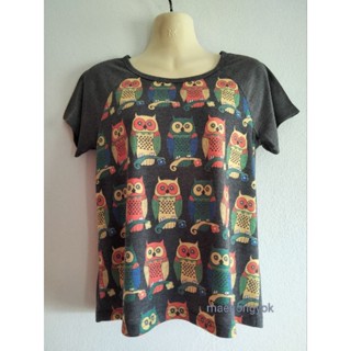 เสื้อยืดVOIR JEANS(S)เนื้อผ้ายืด ลายนกฮูกขนาด s