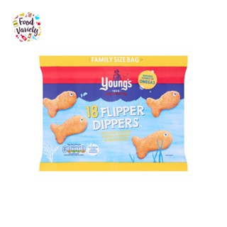 Youngs 18 Flipper Dippers Little Fish &amp; Potato Dippers  In Breadcrumbs 450g ยังค์ 18 ฟลิปเปอร์ ดิบเปอร์ ลิตเติ้ลฟิช &amp; ม