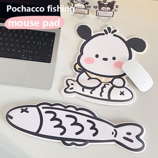 ㍿TOUCH Fish Pacha Dog แผ่นรองเมาส์แป้นพิมพ์รองรับซิลิโคนแผ่นรองข้อมือสำนักงานหนาสบายข้อมือรองรับมือกันลื่น