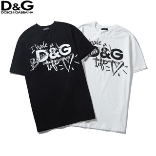 เสื้อยืดแขนสั้น คอกลม ผ้าฝ้าย พิมพ์ลาย Dolce &amp; Gabbana DG แฟชั่นฤดูร้อน สําหรับผู้ชาย