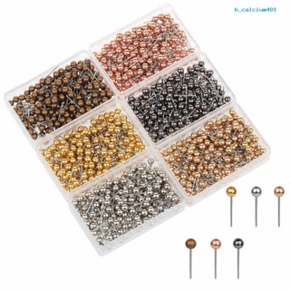 Calciwj 480/500Pcs Push Pin with Clear Plastic Box Metallic Color Round Ball Head Cork