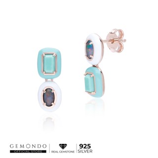 Gemondo ต่างหูเงินแท้ 925 Sterling Silver ประดับโอปอลทริปเลต (Triplet Opal) และ เทอร์ควอยซ์(Turquoise) : ต่างหูอีนาเมล