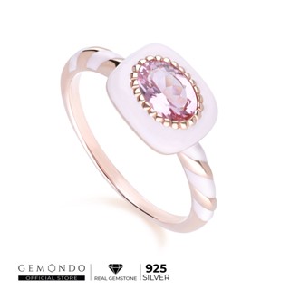 Gemondo แหวนเงินแท้ 925 ชุบโรสโกลด์ 18K ประดับพิงค์ทัวร์มาลีน (Pink Tourmaline) : แหวนพลอย พลอยชมพู สีพาสเทล ของขวัญแฟน