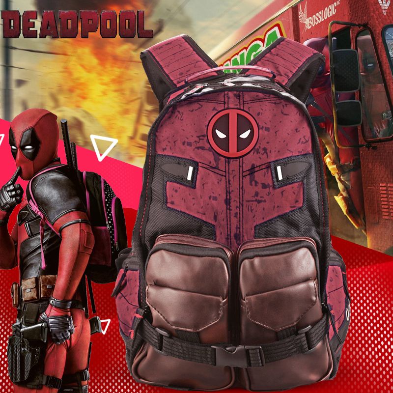 Marvel Peripheral Deadpool กระเป๋านักเรียนชายบุคลิกภาพสร้างสรรค์ความจุขนาดใหญ่อะนิเมะกระเป๋าเป้สะพายหลังนักเรียนกระเป๋า