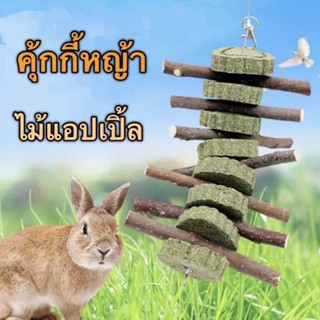 AA2 โมบายคุ้กกี้ทิโมธี+ไม้แอปเปิ้ล ของเล่น ลับฟัน หมดปัญหาฟันยาว สำหรับสัตว์ฟันแทะ กระต่าย ชินชิลล่า แพรี่ด็อก 25cm