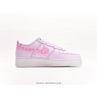 ❦▦(Certified products  ) Nike Air Force 1 07 LowPinkWhite Paisley One Classic Low top Versatile Casual Sneaker "Express