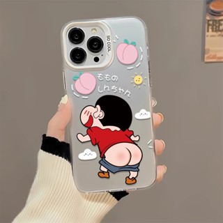  2 in 1 เคสโทรศัพท์มือถือ ลายการ์ตูนชินจังน่ารัก พร้อมฝาครอบกล้อง สําหรับ iphone 14 pro max 11 12 13 11ProMax