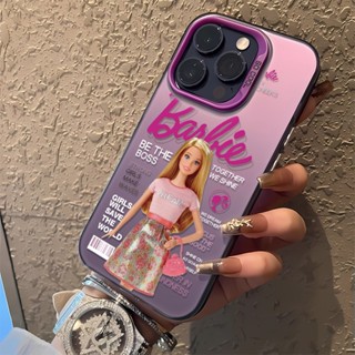  เคสโทรศัพท์มือถือ พิมพ์ลายการ์ตูนบาร์บี้น่ารัก พร้อมฝาปิดกล้อง สําหรับ iphone 14 pro max 11 12 13 11ProMax 2 in 1
